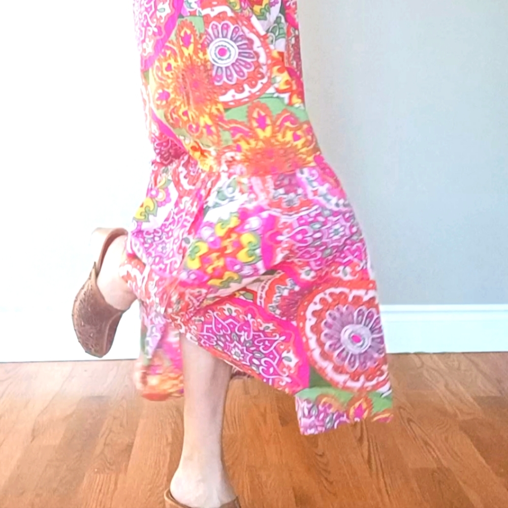3for$15🍂 P14"-18" Spaghetti Straps Floral Printed Boho Maxi Cotton Dress - Picture 11 of 11